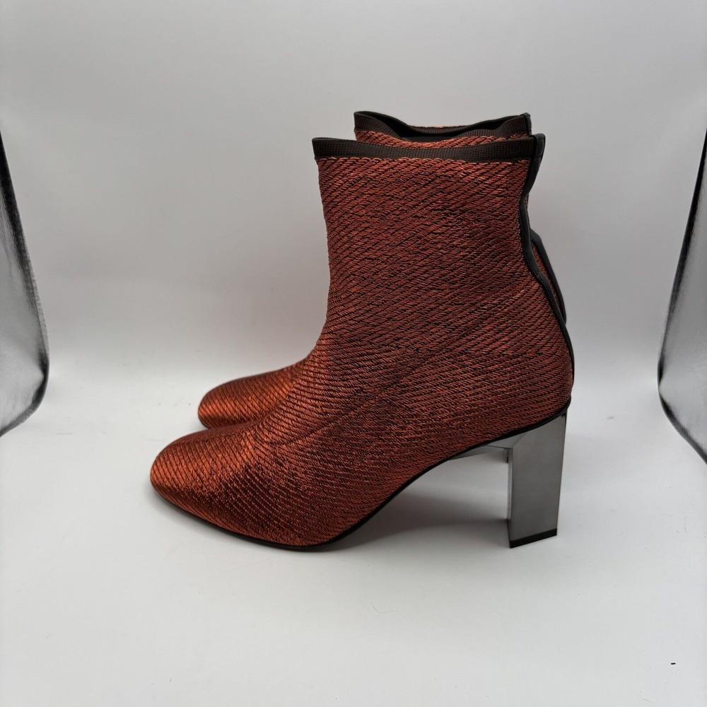 Clergerie "Jany" Stretch Metal Lurex Mesh Mirrored Heel Ankle Boot Sz 10.5‎ New